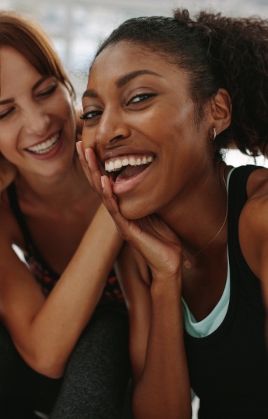 Women with healthy smiles after preventive dentistry